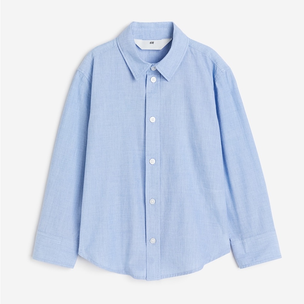 Boys Blue Cotton Button Up Dress Shirt
